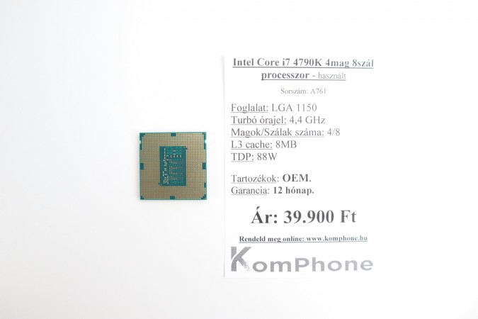 Intel Core i7 4790K 4mag 8szál processzor garanciával hibátlan működéssel - használt