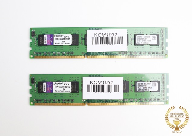 16GB Kingston ValueRAM 1333MHz DDR3 memória garanciával hibátlan működéssel - megkímélt