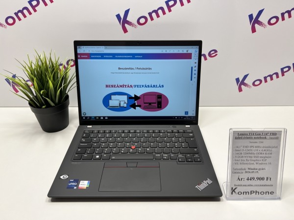 Lenovo ThinkPad T14 gen 3 üzleti - IPS érintőkijelző i5 1245U 16GB RAM 512GB SSD Win10 - használt