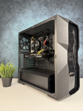  Gamer számítógép ASRock B550M Ryzen 5 5600X 16GB DDR4 512GB SSD RX 6700 10GB GDDR6 CM MasterBox TD500 FSP 700W - használt