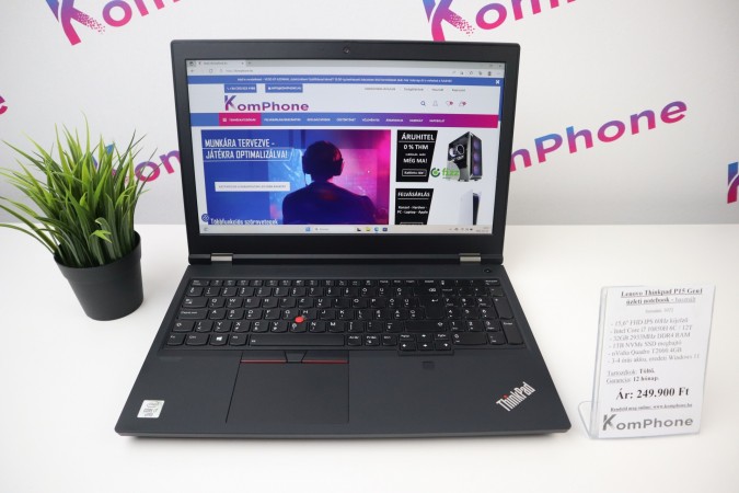 Lenovo Thinkpad P15 Gen1 15” FHD üzleti notebook - i7 10850H 32GB RAM 1TB SSD Quadro T2000 4GB WIN11 garanciával hibátlan működéssel  - használt