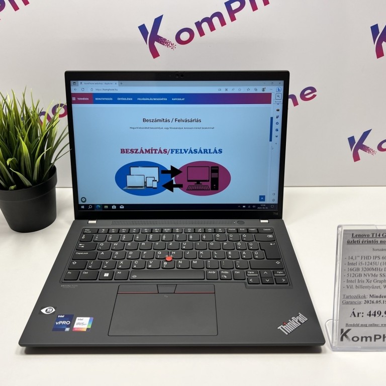 Lenovo ThinkPad T14 gen 3 üzleti - IPS érintőkijelző i5 1245U 16GB RAM 512GB SSD Win10 - használt