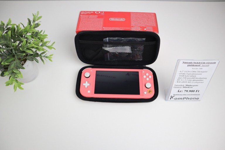 Nintendo Switch Lite Animal Crossing rózsaszín játékkonzol + 256GB microSD kártyával, tokkal garanciával hibátlan működéssel - használt