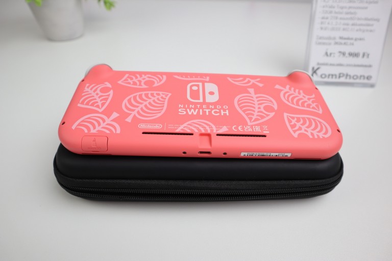 Nintendo Switch Lite Animal Crossing rózsaszín játékkonzol + 256GB microSD kártyával, tokkal garanciával hibátlan működéssel - használt