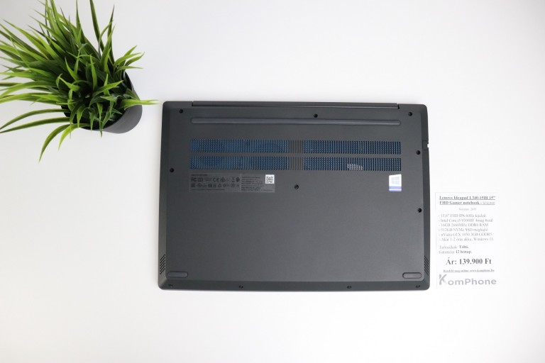 Lenovo Ideapad L340-15IR 15” FHD Gamer notebook  - i5 9300HF 16GB RAM 512GB SSD GTX 1050 3GB WIN - felújított