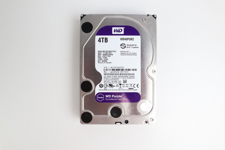 Western Digital Purple 4TB 3,5” SATA HDD meghajtó garanciával hibátlan működéssel - használt