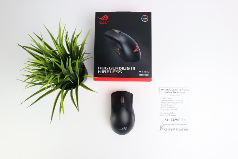 ASUS ROG Gladius III Wireless AimPoint Black vezeték nélküli egér garanciával hibátlan működéssel - megkímélt