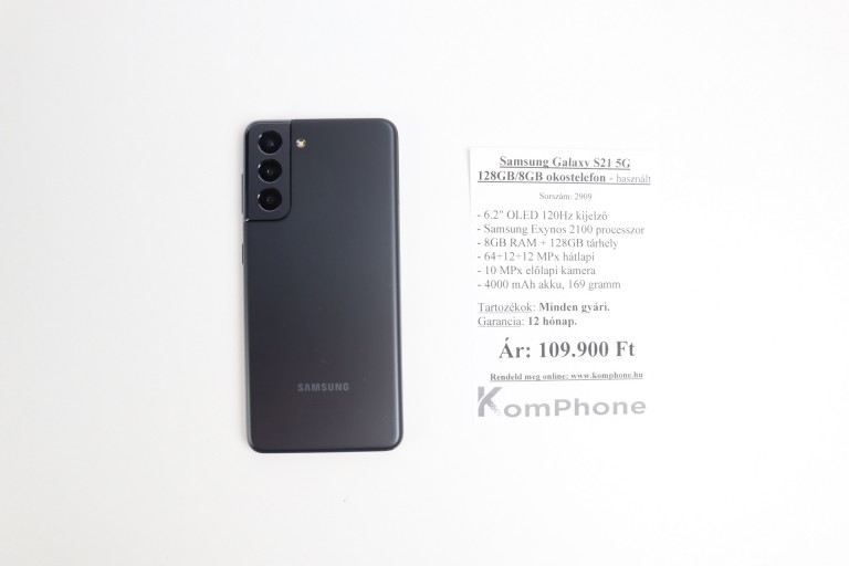 Samsung Galaxy S21 5G 128GB/8GB okostelefon garanciával hibátlan működéssel - használt