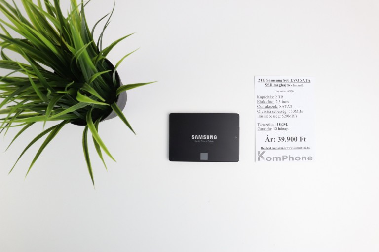 2TB Samsung 860 EVO SATA SSD meghajtó garanciával hibátlan működéssel - használt