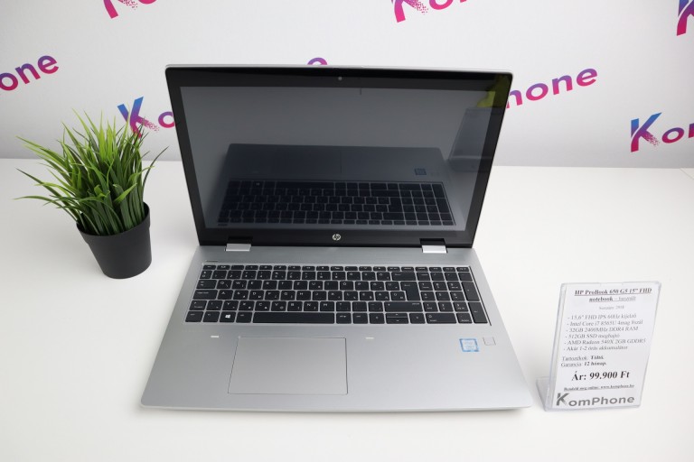 HP ProBook 650 G5 15” FHD notebook - i7 8565U 32GB RAM 512GB SSD AMD Radeon 540X 2GB GDDR5 - használt