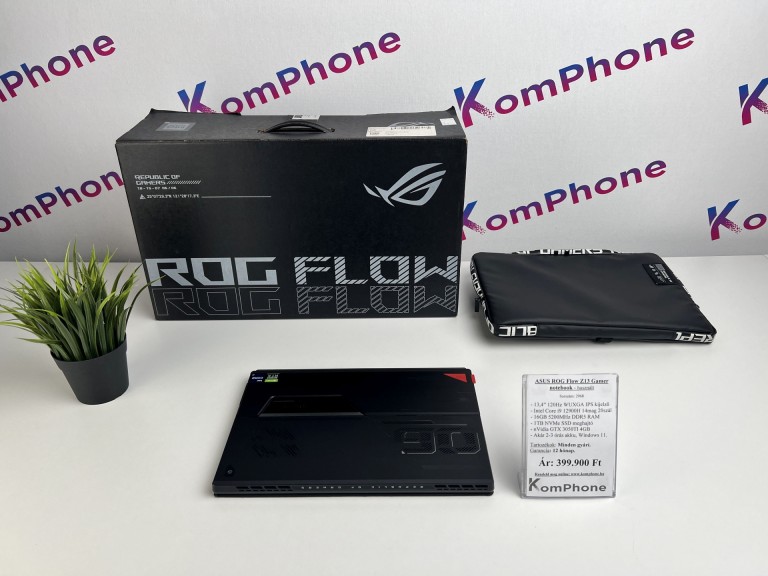 ASUS ROG Flow Z13 Gamer notebook  - i9 12900H 16GB RAM 1TB SSD nVidia RTX 3050TI 4GB WIN11 - használt