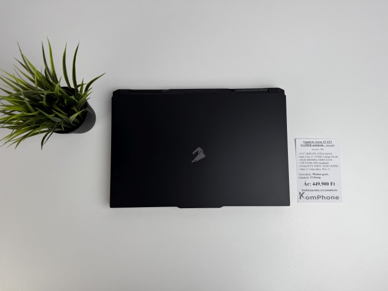 Gigabyte Aorus 15 YE5 GAMER notebook  - i7 12700H 16GB RAM 1TB SSD RTX 3080Ti 16GB W11 - használt