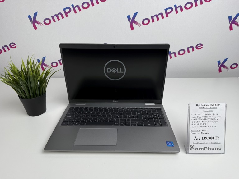 Dell Latitude 5520 FHD notebook - i7 1165G7 16GB RAM 512GB SSD Intel Iris Xe W11 - használt