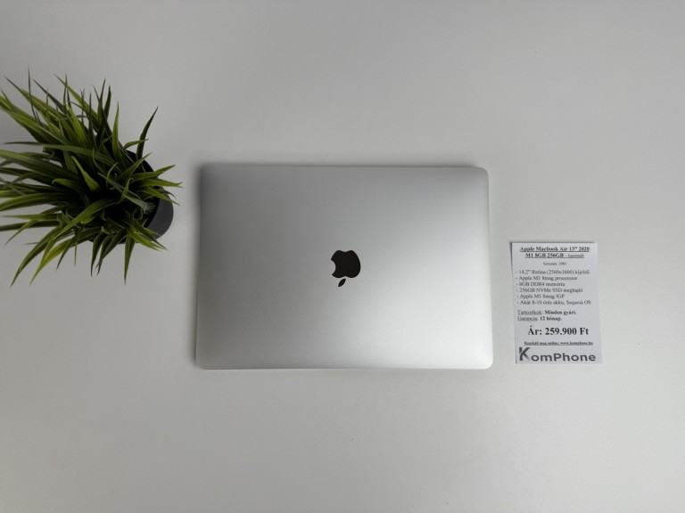 Apple Macbook Air 13” 2020 M1 8GB RAM 256GB SSD garanciával hibátlan működéssel - használt