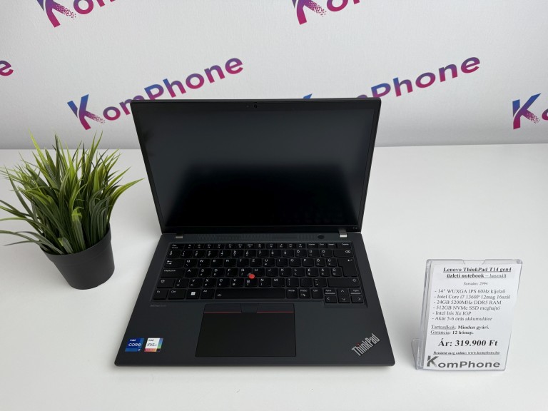 Lenovo ThinkPad T14 gen4 üzleti notebook - i7 1360P 24GB RAM 512GB SSD Intel Iris Xe IGP - használt