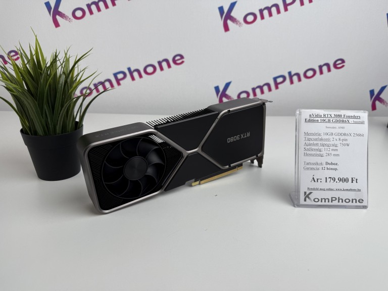 nVidia RTX 3080 Founders Edition 10GB GDDR6X videokártya garanciával hibátlan működéssel - használt