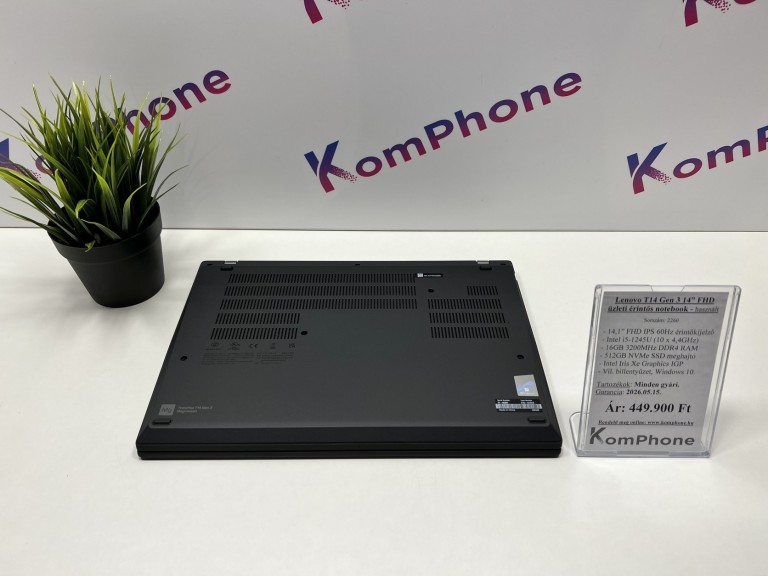 Lenovo ThinkPad T14 gen 3 üzleti - IPS érintőkijelző i5 1245U 16GB RAM 512GB SSD Win10 - használt