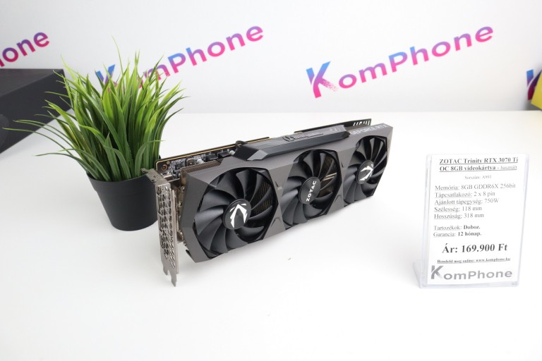 ZOTAC Trinity RTX 3070 Ti OC 8GB videokártya garanciával hibátlan működéssel - használt