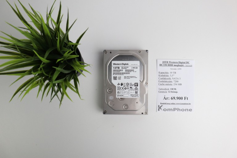 10TB Western Digital DC HC330 HDD meghajtó garanciával hibátlan működéssel - használt