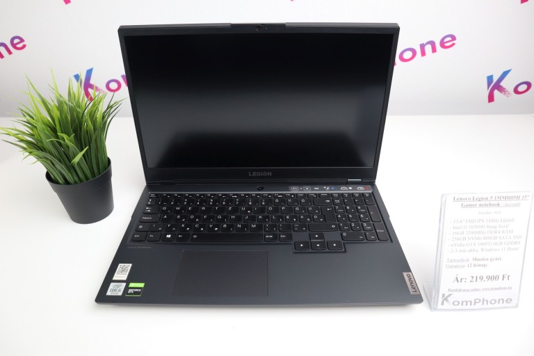 Lenovo Legion 5 15IMH05H 15” Gamer notebook - i5 10300H 16GB RAM 256GB 480GB SSD GTX 1660Ti 6GB GDDR6 Win11 - használt