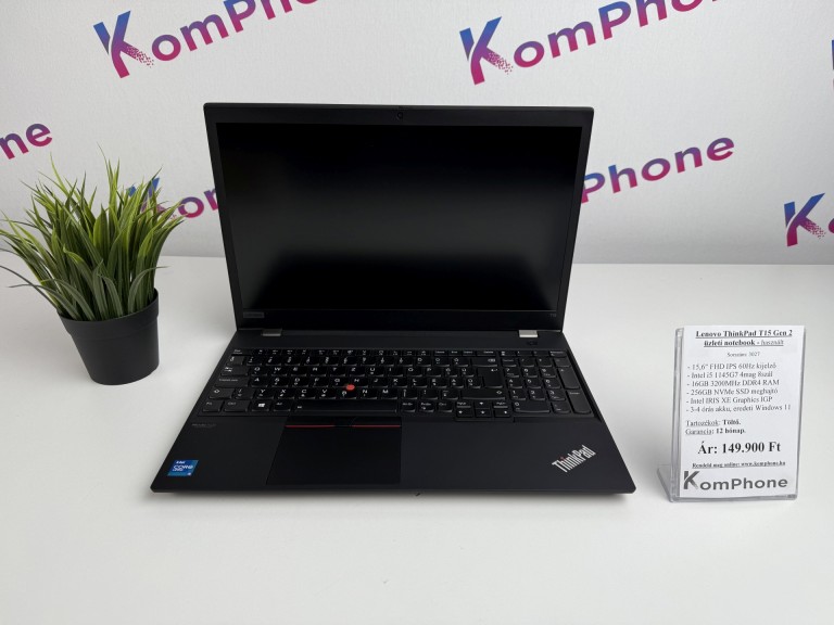 Lenovo ThinkPad T15 Gen 2 üzleti notebook - i5 1145G7 16GB RAM 256GB SSD Intel Iris Xe IGP WIN11 - használt