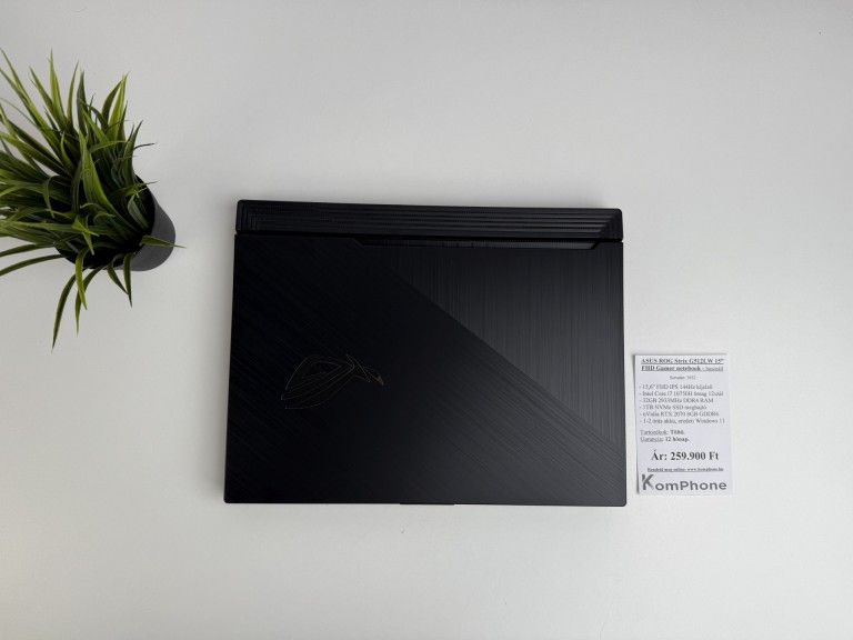 ASUS ROG Strix G512LW 15” FHD Gamer notebook - i7 10750H 32GB RAM 1TB SSD RTX 2070 8GB GDDR6 WIN11 - használt