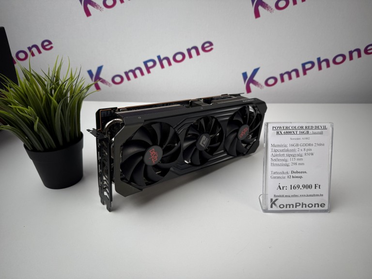 POWERCOLOR RED DEVIL RX 6800XT 16GB videokártya garanciával hibátlan működéssel - használt