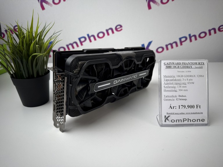 GAINWARD PHANTOM RTX 3080 10GB GDDR6X videokártya garanciával hibátlan működéssel - használt