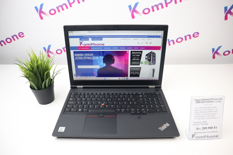 Lenovo Thinkpad P15 Gen 1 15” FHD üzleti notebook - i7 10750H 16GB RAM 512GB SSD Quadro T1000 4GB WIN11 - használt