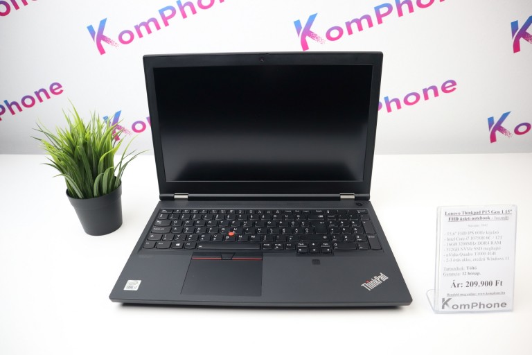 Lenovo Thinkpad P15 Gen 1 15” FHD üzleti notebook - i7 10750H 16GB RAM 512GB SSD Quadro T1000 4GB WIN11 - használt