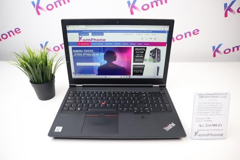 Lenovo Thinkpad P15 Gen 1 15” FHD üzleti notebook - i7 10850H 16GB RAM 512GB SSD Quadro T1000 4GB WIN11 - használt