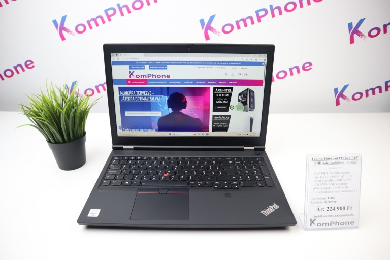 Lenovo Thinkpad P15 Gen 1 15” FHD üzleti notebook - i7 10850H 16GB RAM 1TB SSD Quadro T1000 4GB WIN11 - használt