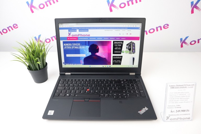 Lenovo Thinkpad P15 Gen 1 15” FHD üzleti notebook - i7 10850H 32GB RAM 512GB SSD Quadro T2000 4GB WIN11 - használt