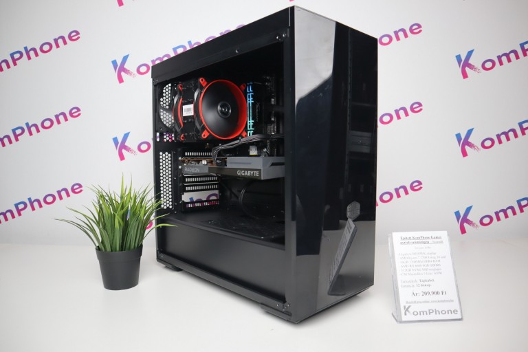  Gamer számítógép Gigabyte B450M R7 2700 16GB DDR4 512GB SSD RX 6600 8GB GDDR6 Cooler Master MasterBox 5 Lite Zalman 600W - használt