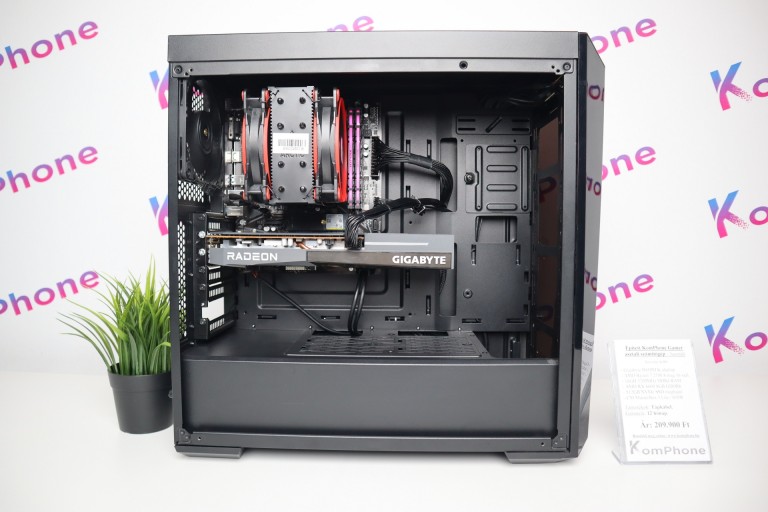  Gamer számítógép Gigabyte B450M R7 2700 16GB DDR4 512GB SSD RX 6600 8GB GDDR6 Cooler Master MasterBox 5 Lite Zalman 600W - használt