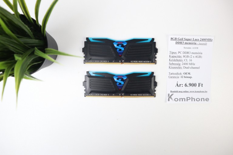 8GB Geil Super Luce  2400Mhz DDR3 memória garanciával hibátlan működéssel - használt