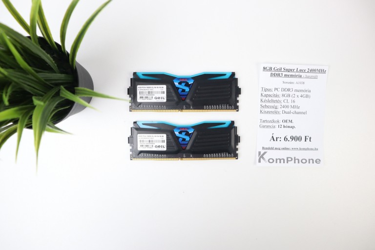 8GB Geil Super Luce  2400Mhz DDR3 memória garanciával hibátlan működéssel - használt