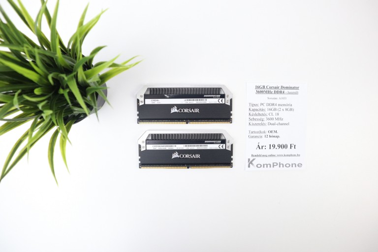 16GB Corsair Dominator 3600MHz DDR4 memória garanciával hibátlan működéssel - használt