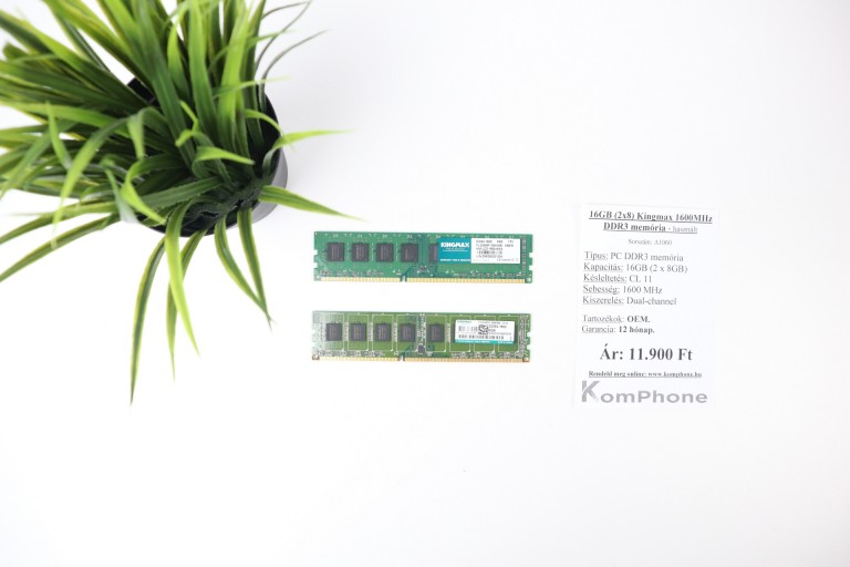 16GB (2x8) Kingmax 1600MHz DDR3 memória garanciával hibátlan működéssel - használt