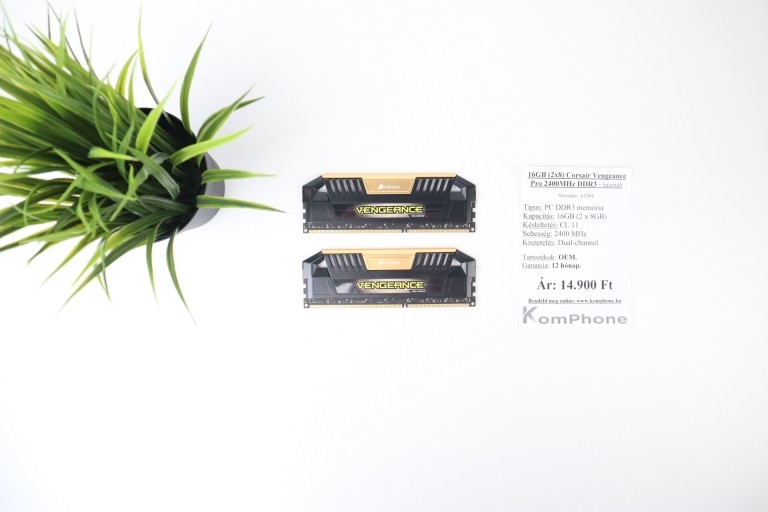 16GB (2x8) Corsair Vengeance Pro 2400MHz DDR3 memória garanciával hibátlan működéssel - használt