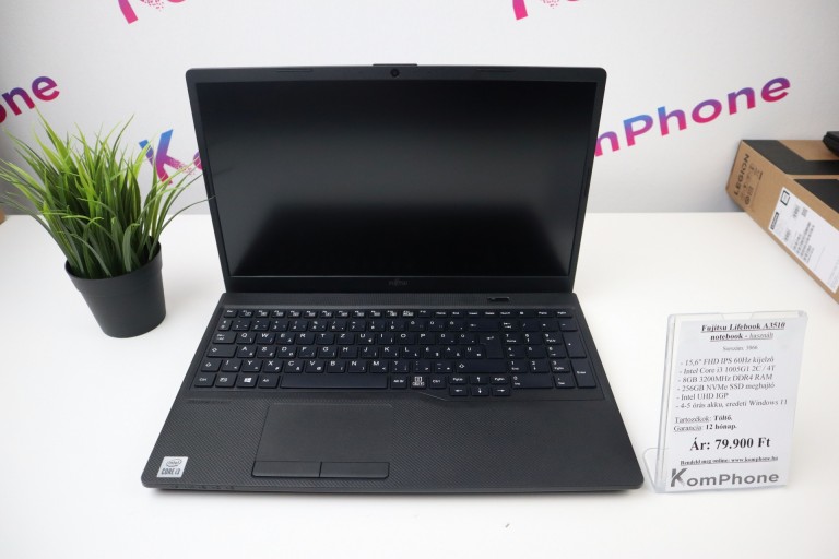 Fujitsu Lifebook A3510 notebook - i3 1005G1 8GB RAM 256GB SSD Intel UHD WIN11 garanciával hibátlan működéssel  - használt