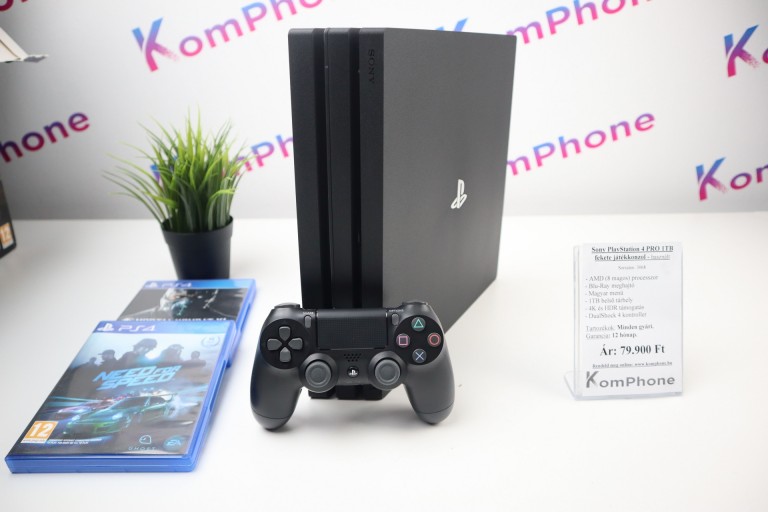 Sony PlayStation 4 Pro 1TB fekete játékkonzol extra játékokkal garanciával hibátlan működéssel - használt