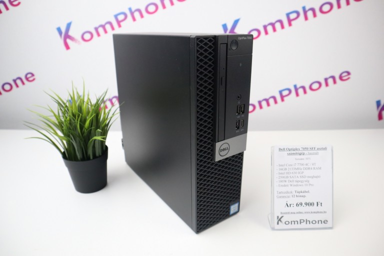 Dell Optiplex 7050 SFF asztali számítógép - i7 7700 16GB RAM 256 SSD Intel HD 630 Win10 garanciával hibátlan működéssel  - használt