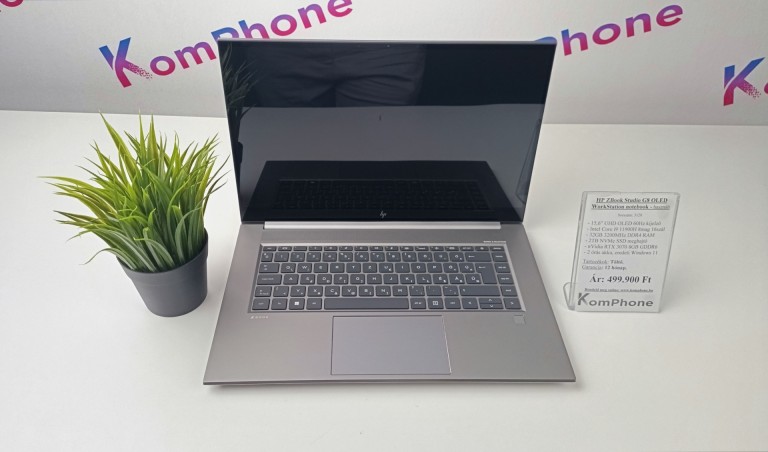HP ZBook Studio G8 OLED WorkStation notebook - i9 11900H 32GB DDR4 2TB SSD RTX 3070 8GB Win11 garanciával hibátlan működéssel  - használt