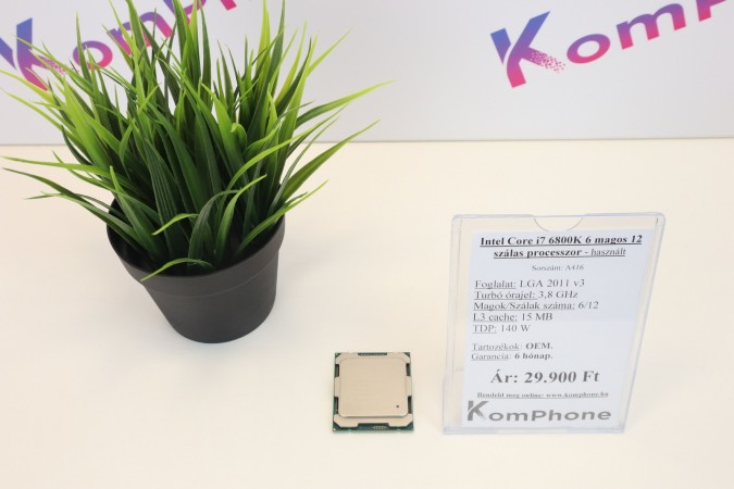 Intel Core i7 6800K 6 magos 12 szálas processzor garanciával hibátlan működéssel - használt