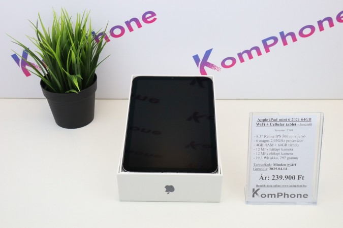 Apple iPad mini 6 2021 64GB WiFi + Cellular tablet garanciával hibátlan működéssel - használt