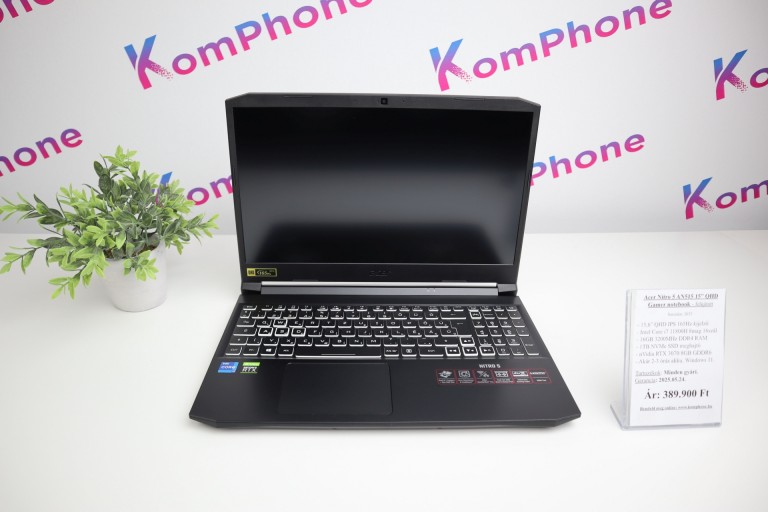 Acer Nitro 5 AN515 15” QHD Gamer notebook - i7 11800H 16GB RAM 1TB SSD RTX 3070 8GB WIN - felújított