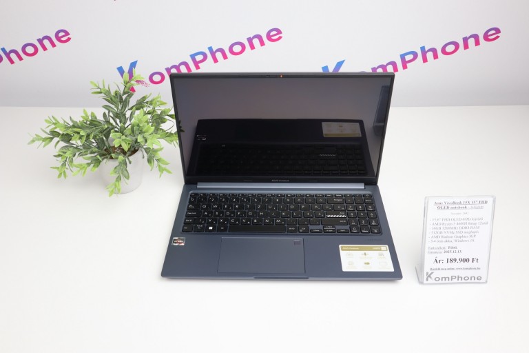 Asus VivoBook 15X 15” FHD OLED notebook - R5 4600H 16GB RAM 512GB SSD WIN - felújított