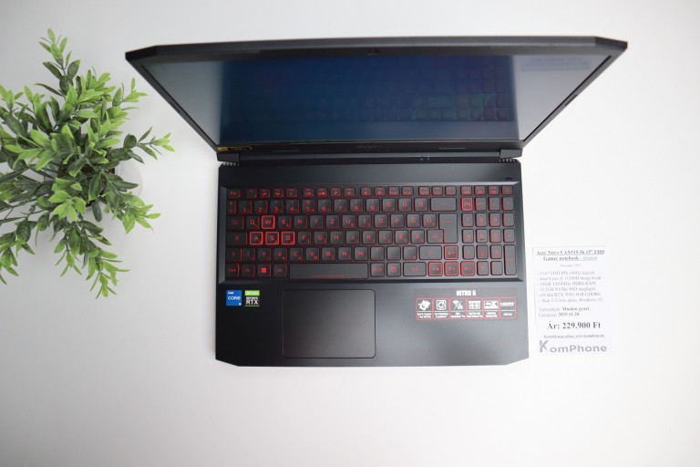 Acer Nitro 5 AN515-56 15” FHD Gamer notebook - i5 11300H 16GB RAM 512GB SSD RTX 3050 4GB WIN - felújított
