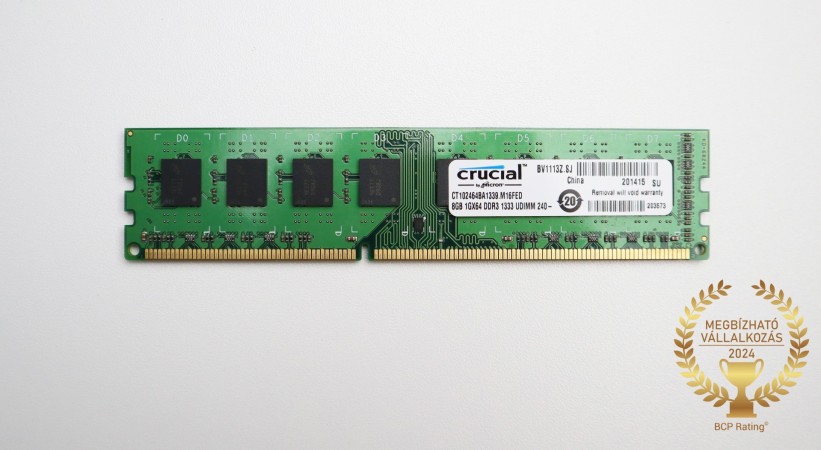  8GB Crucial 1333MHz DDR3 memória garanciával hibátlan működéssel - megkímélt